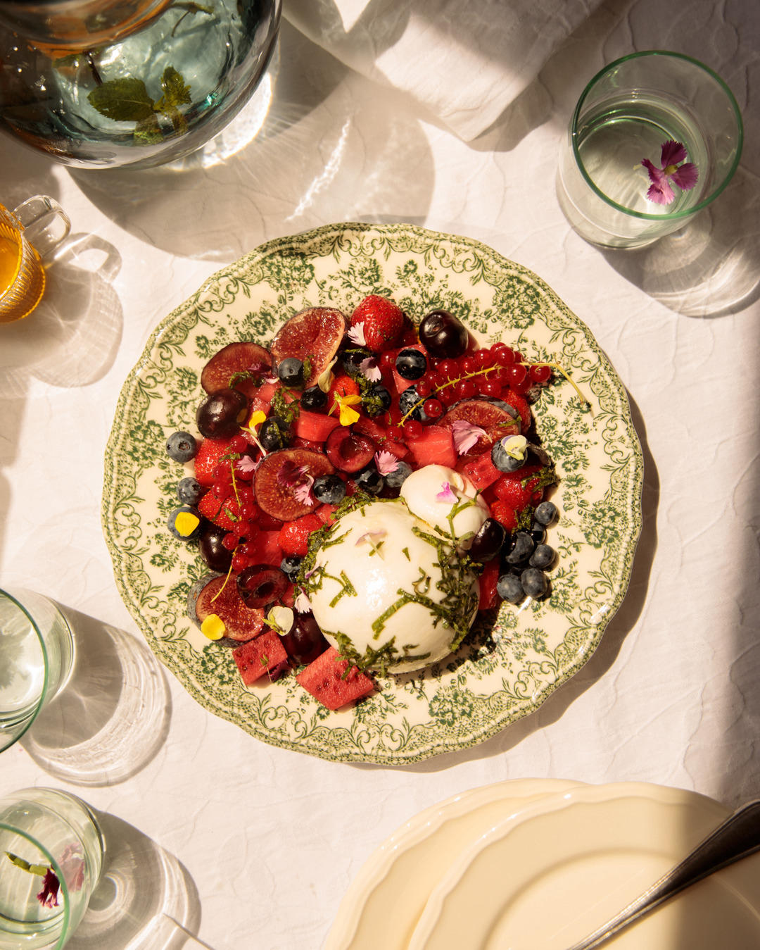 image  1 Zara Home Official - #zarahomerecipes BURRATA CHEESE WITH FRESH MINT OIL AND BERRY SALAD